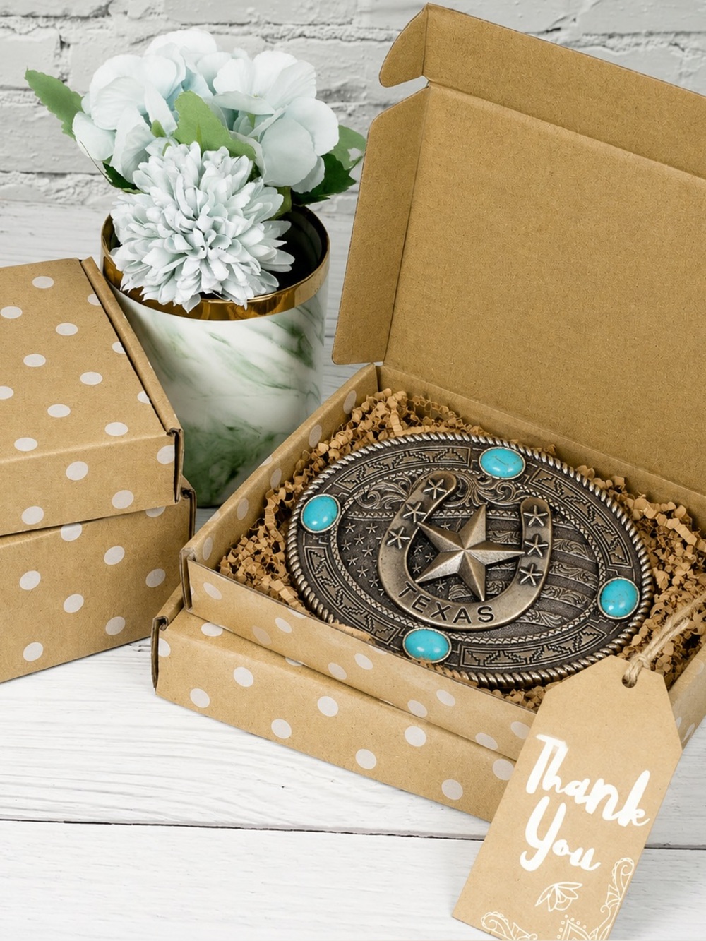 Vintage Texas Horseshoe Belt Buckle with Turquoise Accents | Western Cowboy